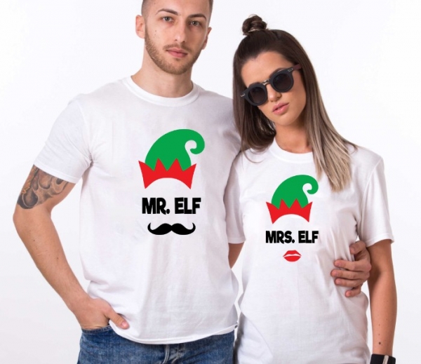Tricouri Cuplu Craciun Personalizate - Mr and Mrs Elf [2]