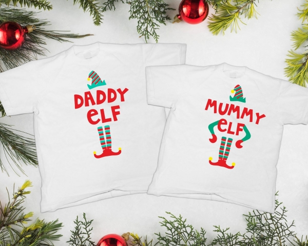 Set 2 Tricouri Cuplu Craciun Personalizate - Mommy And Daddy Elf   [3]