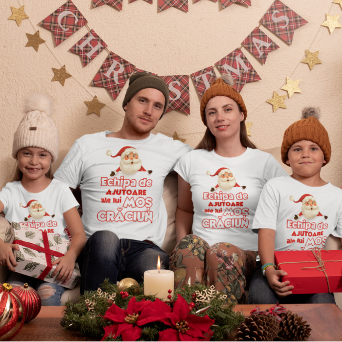 Set 3 Tricouri Personalizate si Body Craciun - Familie - Echipa de ajutoare ale mosului   [1]