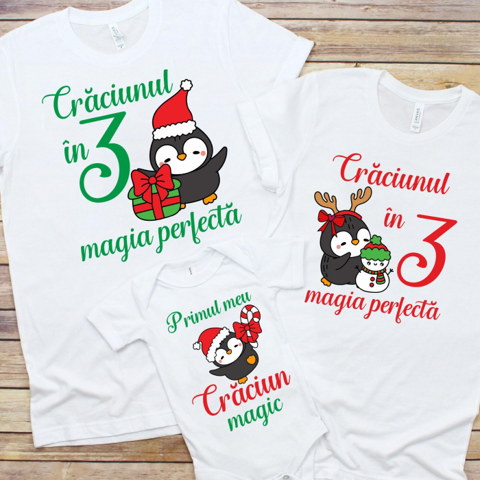 Set 3 Tricouri Personalizate si Body - Craciunul in 3 magia prefecta   [1]