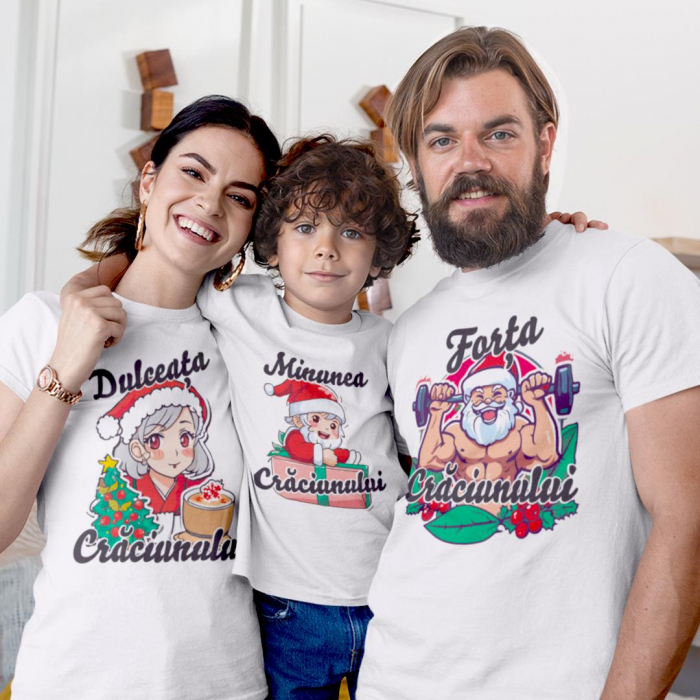 Set 3 Tricouri Personalizate si Body - Forta Craciunului  Dulceata Craciunului  Magia Craciunului   [1]