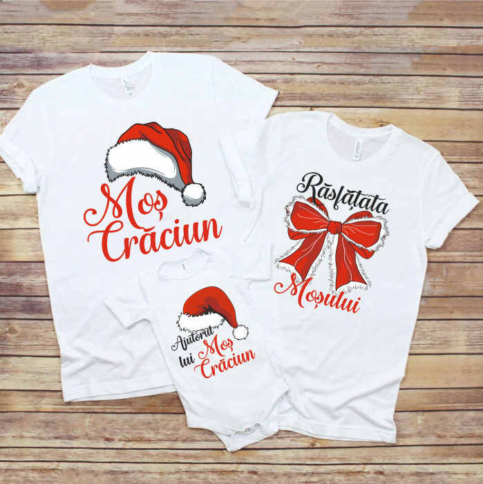 Set 3 Tricouri Personalizate si Body - Mos Craciun  Ajutorul lui si Rasfatata Mosului   [2]
