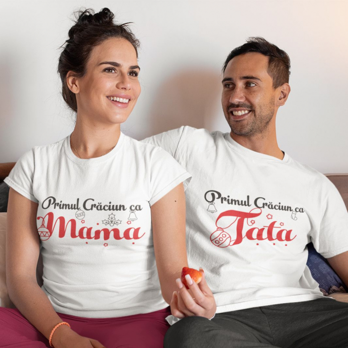 Set 3 Tricouri Personalizate si Body - Primul Craciun ca Parinti   [3]