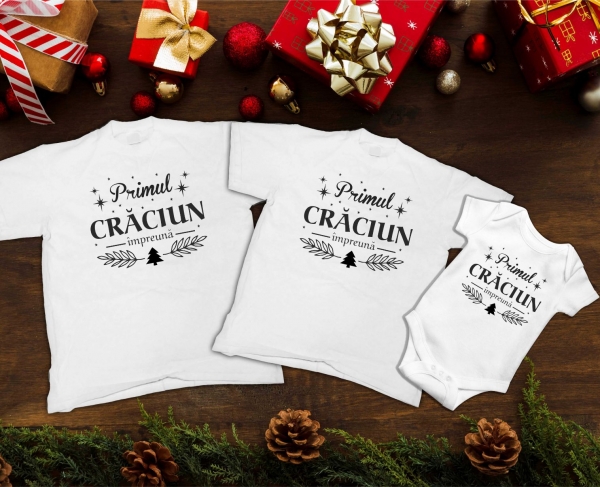 Set 3 Tricouri Personalizate si Body - Primul Craciun Impreuna   [2]