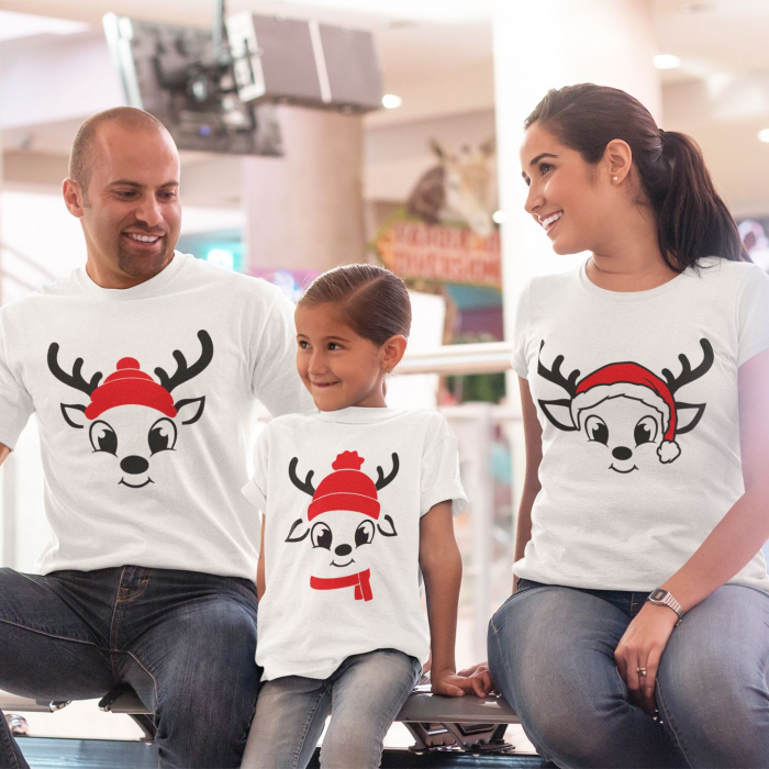 Set 3 Tricouri Personalizate si Body - Reni de Craciun Familie   [2]