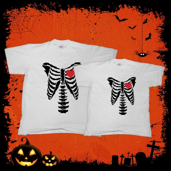 Tricouri Cuplu Personalizate Halloween - Skeleton Love [2]