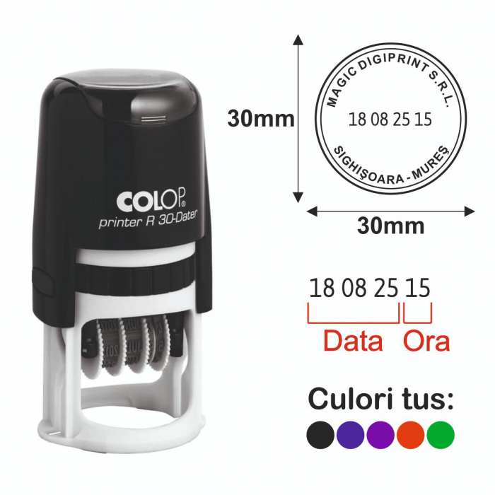 Stampila Datiera cu ora - Printer R 30 Dater + Hour ( Posta ) [1]