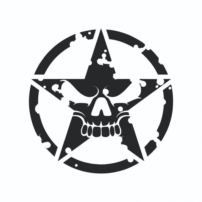 Sticker Auto - Army skull star [2]