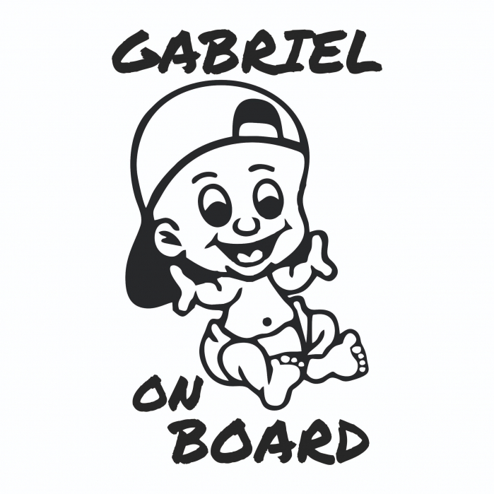 Sticker Auto - Baby On Board Baiat cu Sapca + Nume [2]
