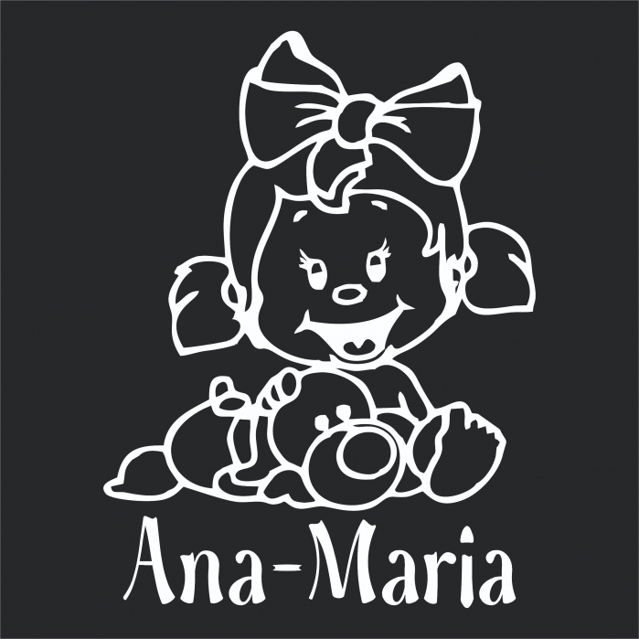 Sticker Auto - Baby On Board Fetita cu Fundita + Nume [2]