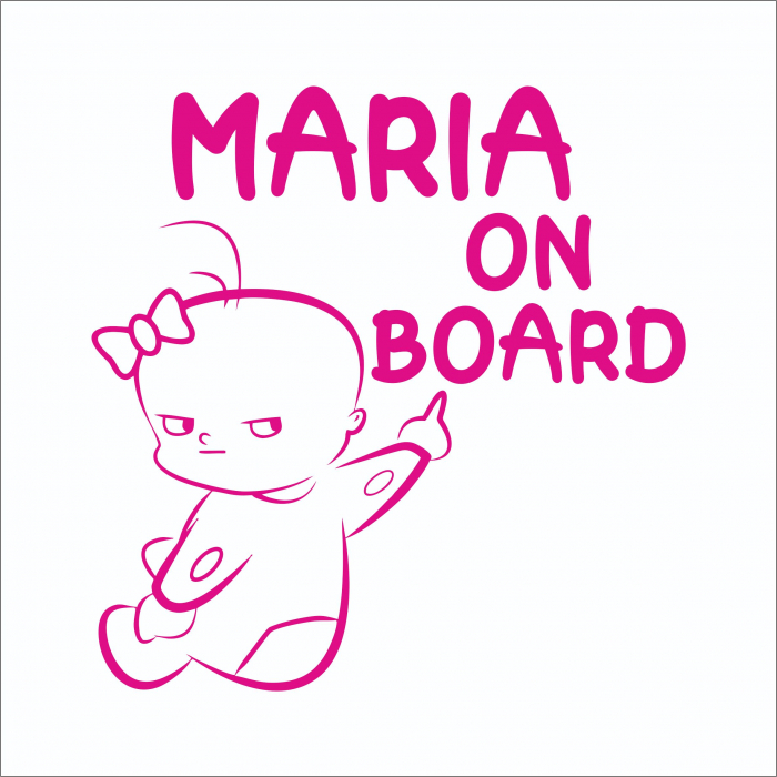 Sticker Auto - Baby On Board Fetita + Nume [2]