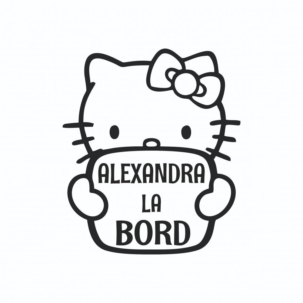 Sticker Auto - Baby on board pisicuta cu nume [2]