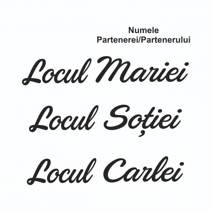 Sticker Auto Cuplu - Locul ... + numele partenerului [2]