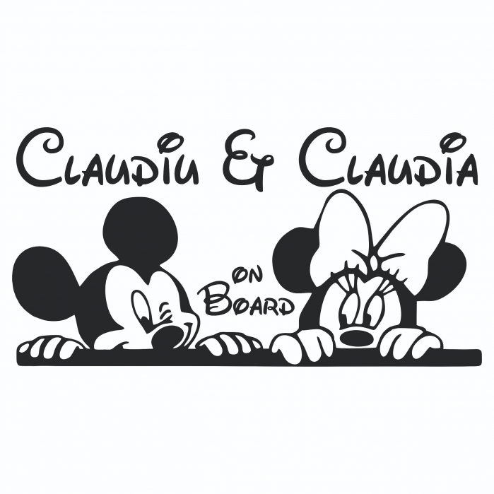 Sticker Auto - Frate si sora la bord cu Minnie si Mickey [2]