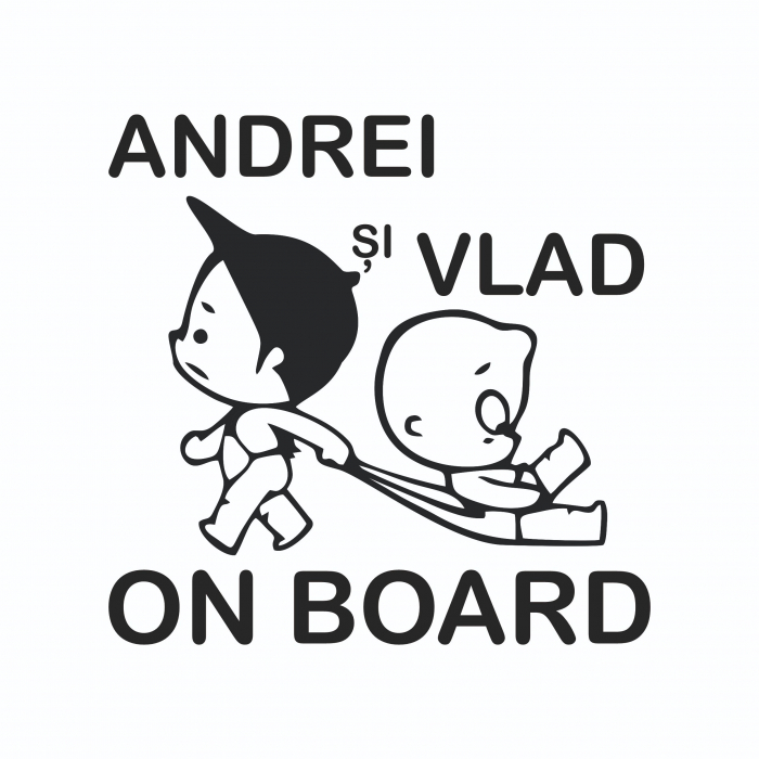 Sticker Auto - Frati la bord + Nume [2]