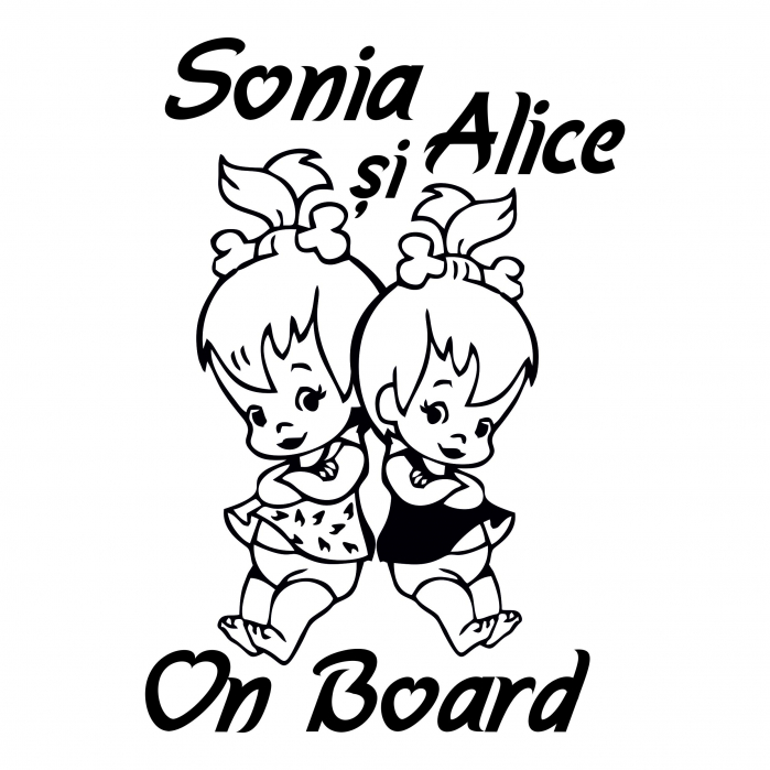 Sticker Auto - Surori la bord + Nume [2]