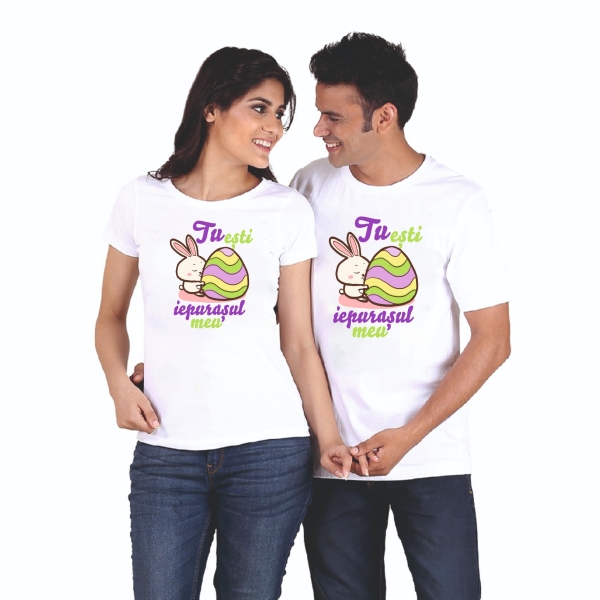 Tricou Cuplu de Paste - Tu esti Iepurasul meu [2]