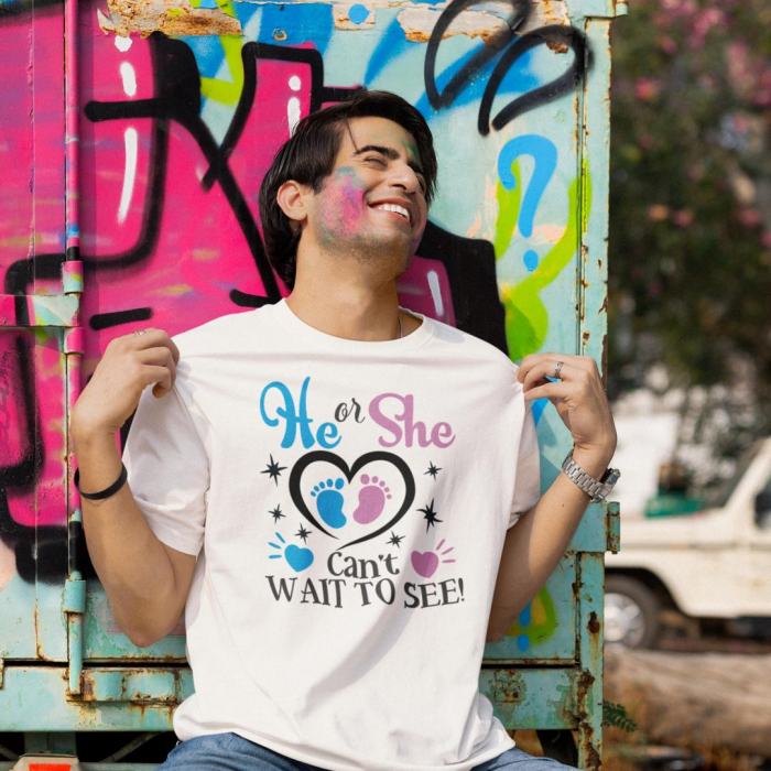 Tricou Gender reveal - He or she can't wait to see [2]