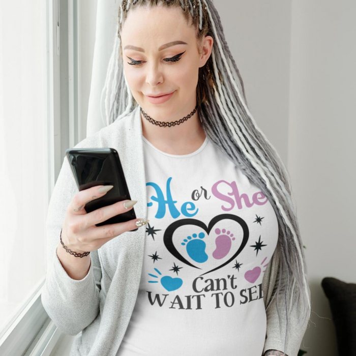 Tricou Gender reveal - He or she can't wait to see [4]