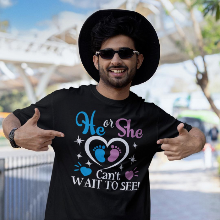 Tricou Gender reveal - He or she can't wait to see [3]