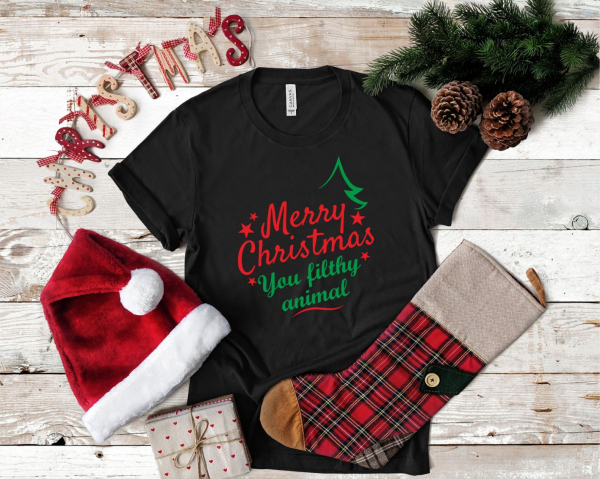 Tricou Personalizat Craciun - Merry Christmas You Filthy Animal [4]
