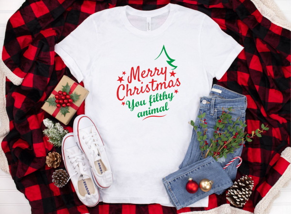 Tricou Personalizat Craciun - Merry Christmas You Filthy Animal [3]