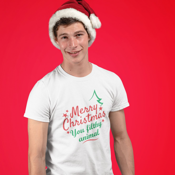 Tricou Personalizat Craciun - Merry Christmas You Filthy Animal [2]