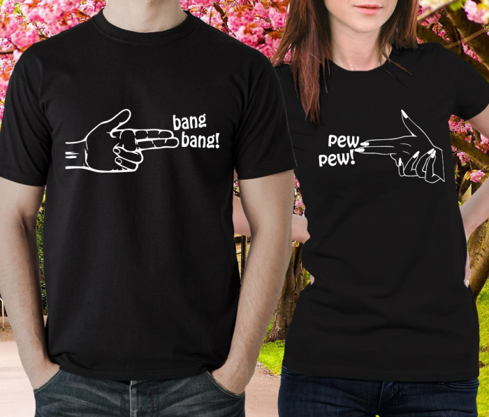 Set 2 Tricouri Cuplu Personalizate - Pistolari   [2]