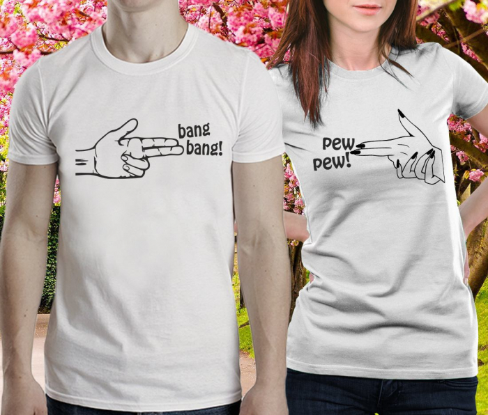 Set 2 Tricouri Cuplu Personalizate - Pistolari   [3]