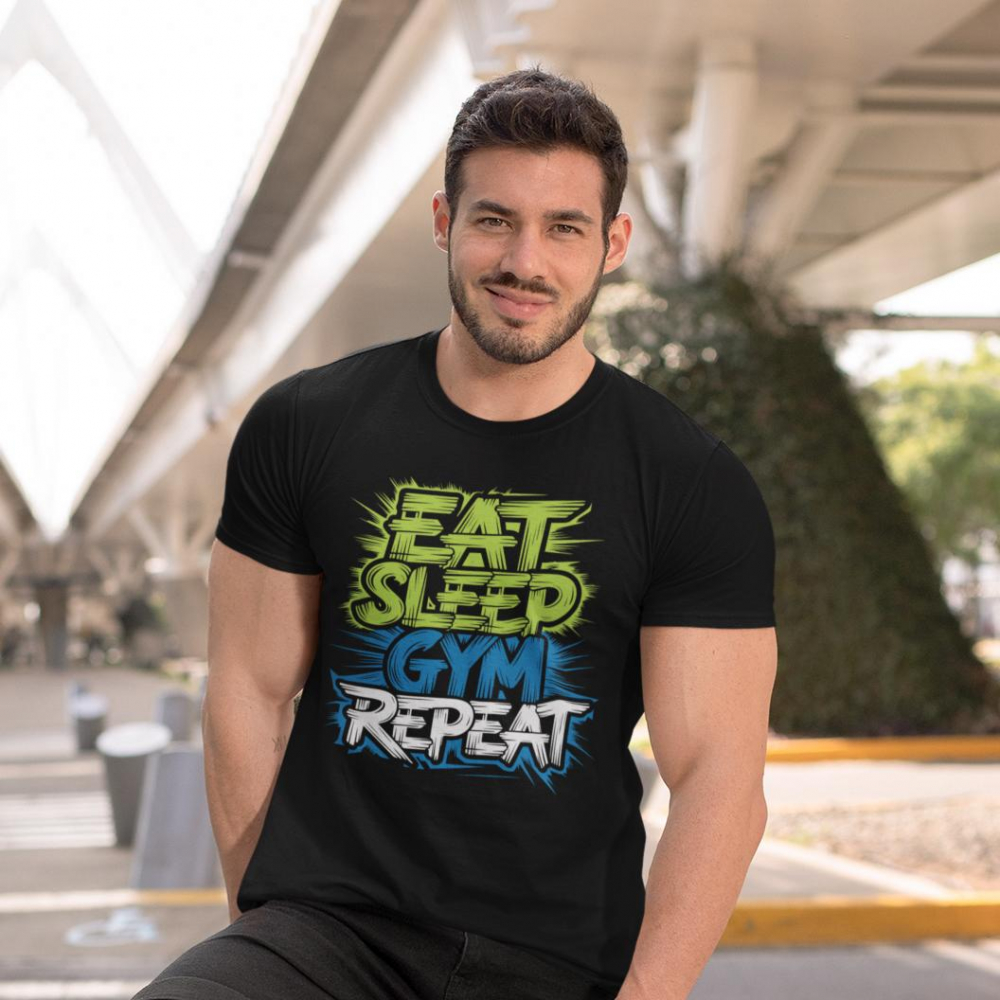 Tricou personalizat - GYM - Eat  sleep  gym  repeat [1]