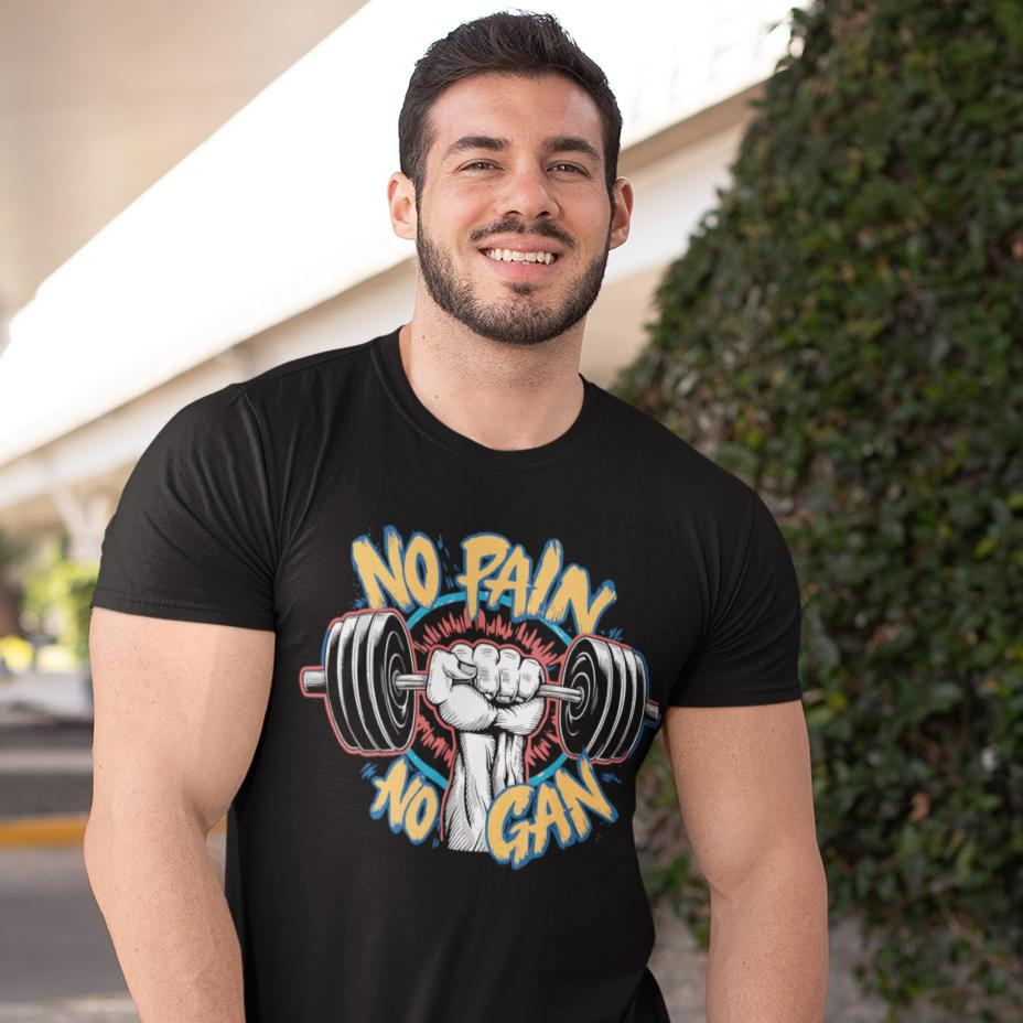 Tricou personalizat - GYM - No pain  no gain [2]