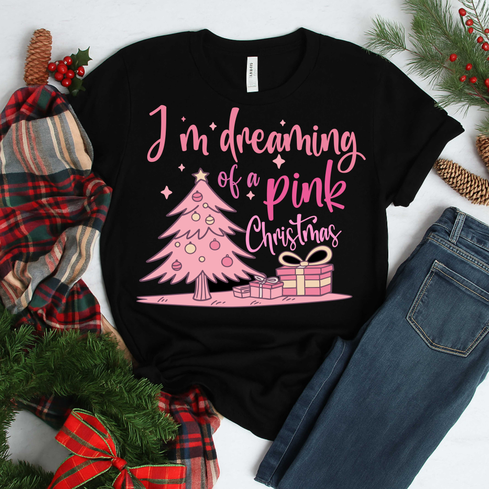 Tricou personalizat - I'm dreaming of a pink Christmas [2]