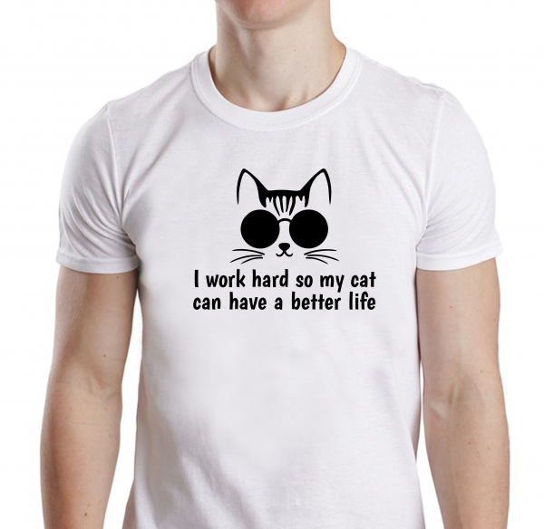 Tricou Personalizat Pisici - I Work Hard [3]