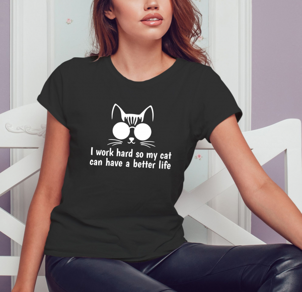 Tricou Personalizat Pisici - I Work Hard [2]