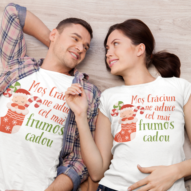 Set 2 Tricouri Craciun Personalizate - Cel mai frumos cadou viitori parinti   [1]