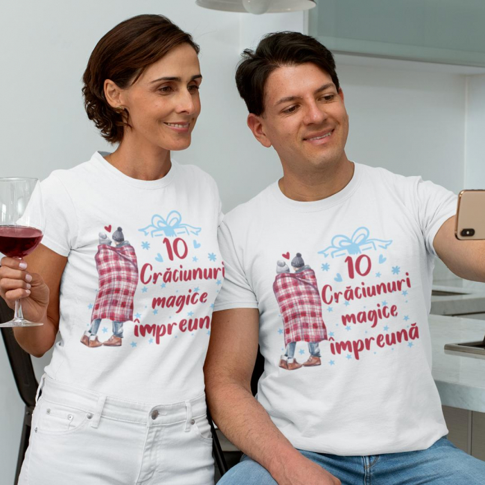 Set 2 Tricouri Cuplu Aniversare - 10 Craciunuri magice impreuna   [1]