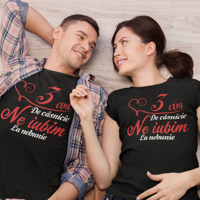 Set 2 Tricouri Cuplu Aniversare Casatorie - 25 ani de casnicie ne iubim la nebunie   [3]