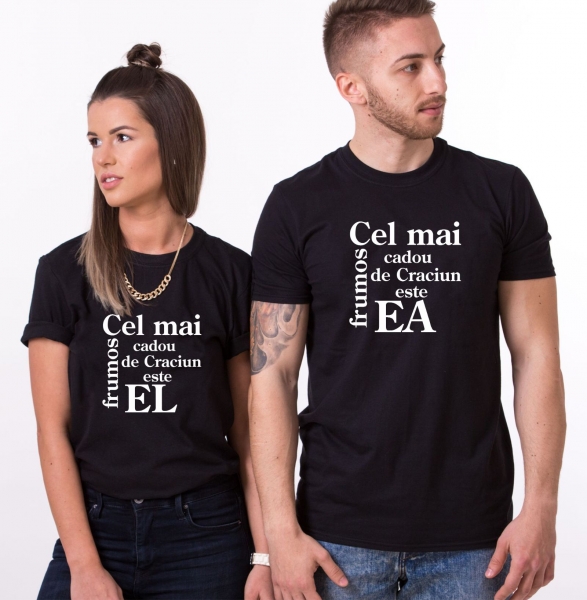 Set 2 Tricouri Cuplu Craciun Personalizate - Cel Mai Frumos Cadou   [2]