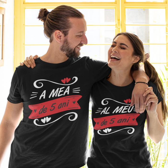 Set 2 Tricouri Cuplu Personalizate - A mea/Al meu de 5 ani   [2]