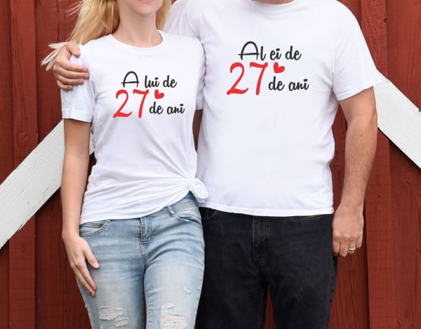 Set 2 Tricouri Cuplu Personalizate - Al Ei / A Lui de 27 Ani   [3]