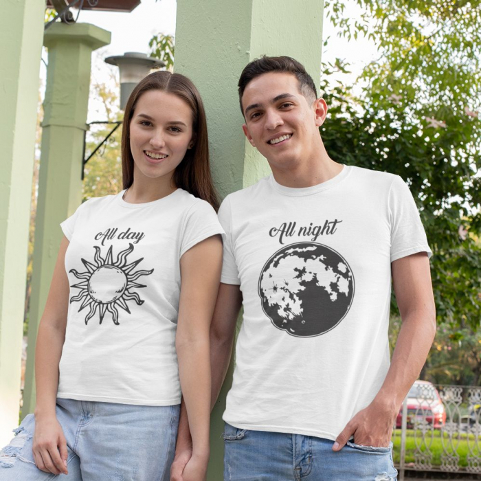 Set 2 Tricouri Cuplu Personalizate - All day All night   [2]