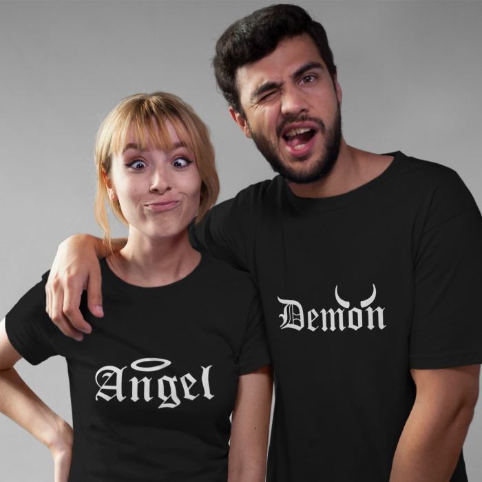 Tricouri Cuplu Personalizate - Angel And Demon [2]