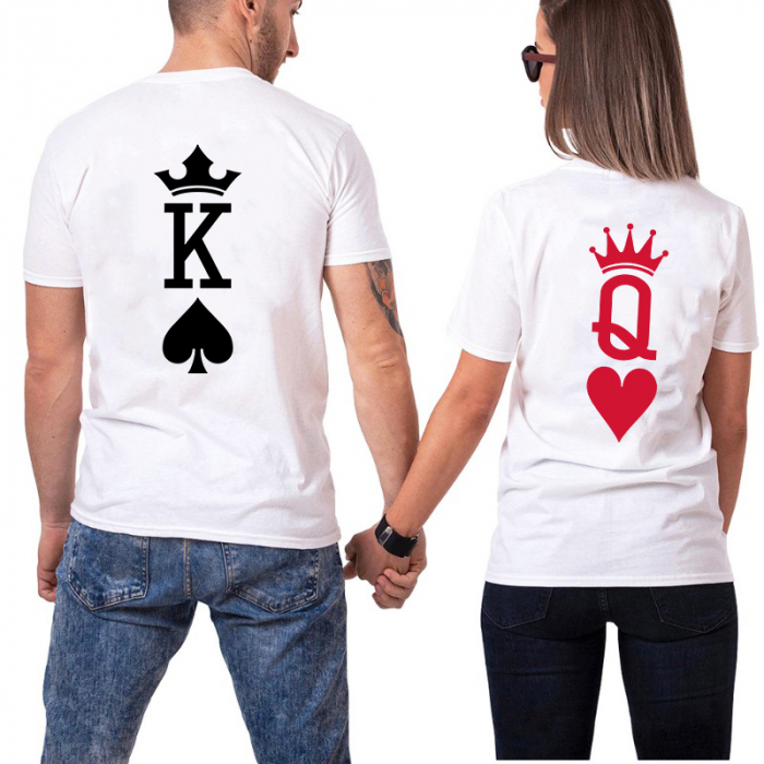 Set 2 Tricouri Cuplu Personalizate - King and Queen Poker   [2]