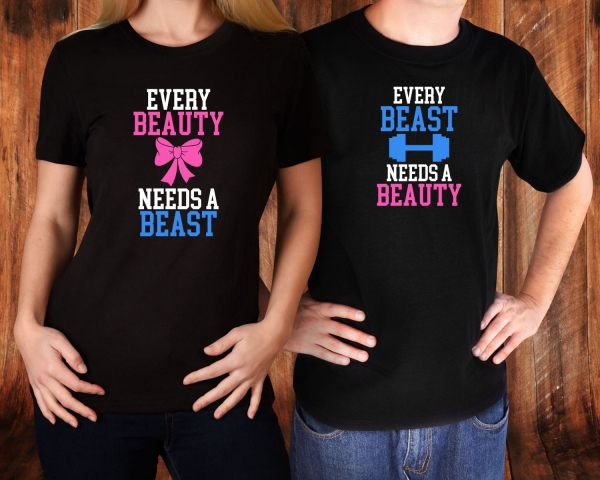 Set 2 Tricouri Cuplu Personalizate - Beauty And Beast 2   [2]