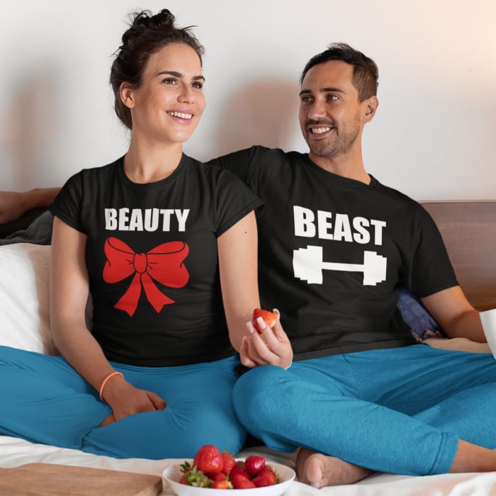 Set 2 Tricouri Cuplu Personalizate - Beauty And Beast   [2]