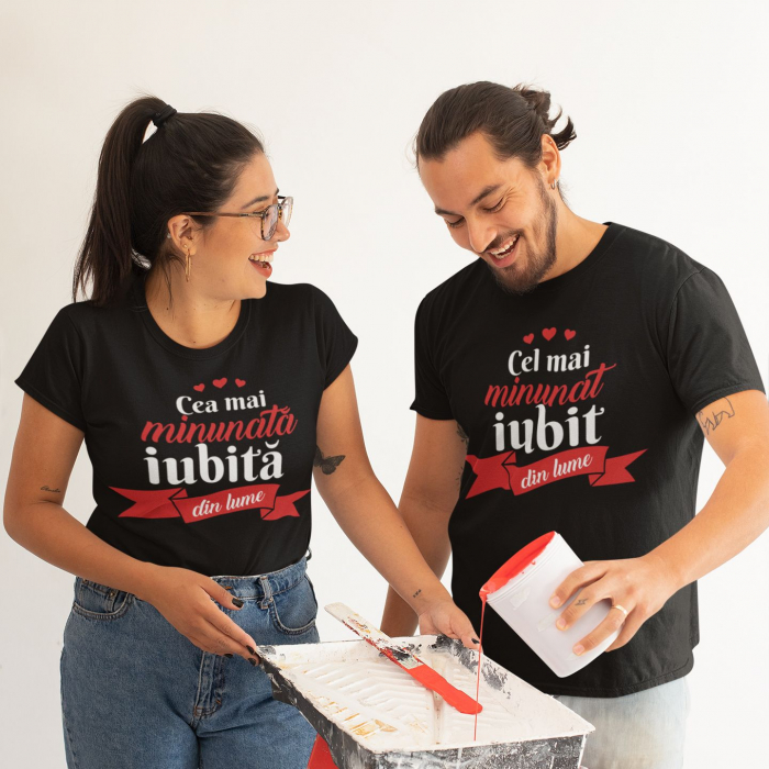 Set 2 Tricouri Cuplu Personalizate - Cel Mai Minunat Iubit / Iubita Din Lume   [2]
