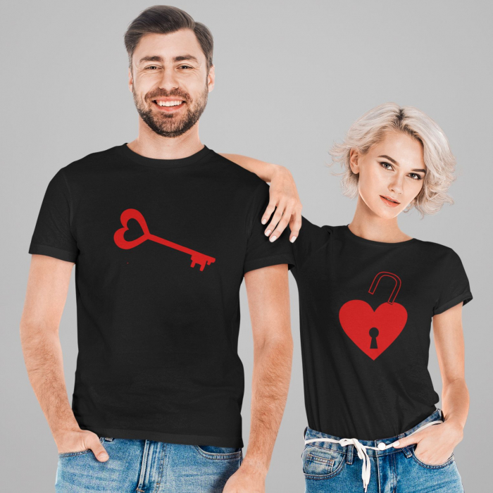Set 2 Tricouri Cuplu Personalizate - Cheia inimii   [2]