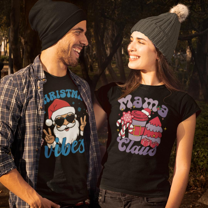 Set 2 Tricouri Cuplu Personalizate - Christmas vibes - Mama Claus   [1]
