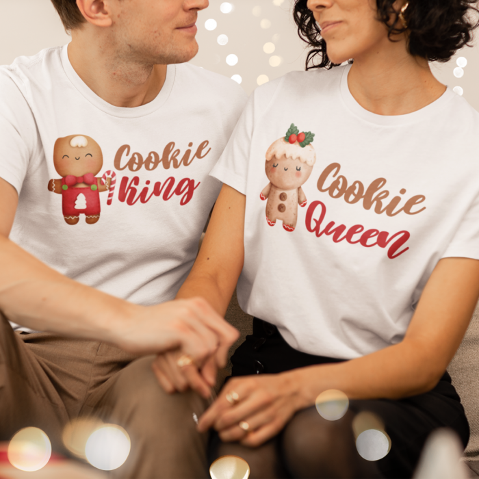 Set 2 Tricouri Cuplu Personalizate Craciun - Cookie King and Queen   [1]