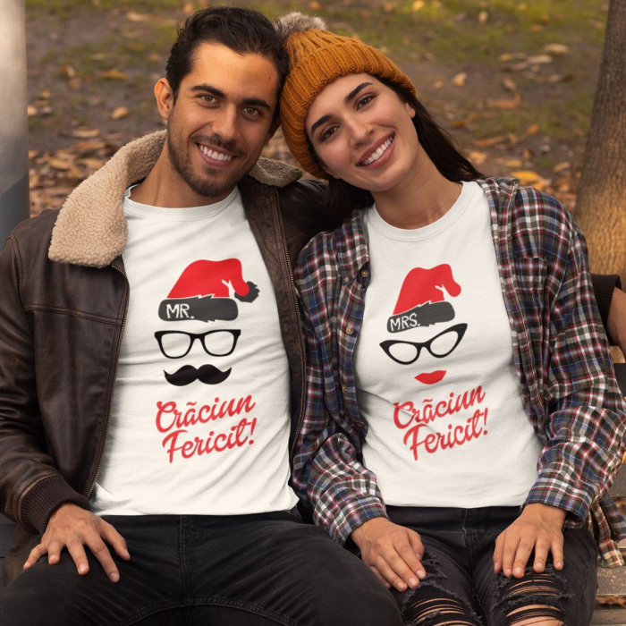 Set 2 Tricouri Cuplu Personalizate Craciun - Craciun Fericit Mr. And Mr.s   [2]